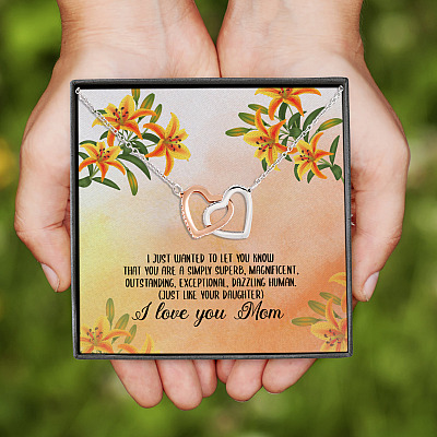 Alternative view of I Just Want To Let You Know That You Are A Simply Superb Interlocking Hearts Pendant Necklace