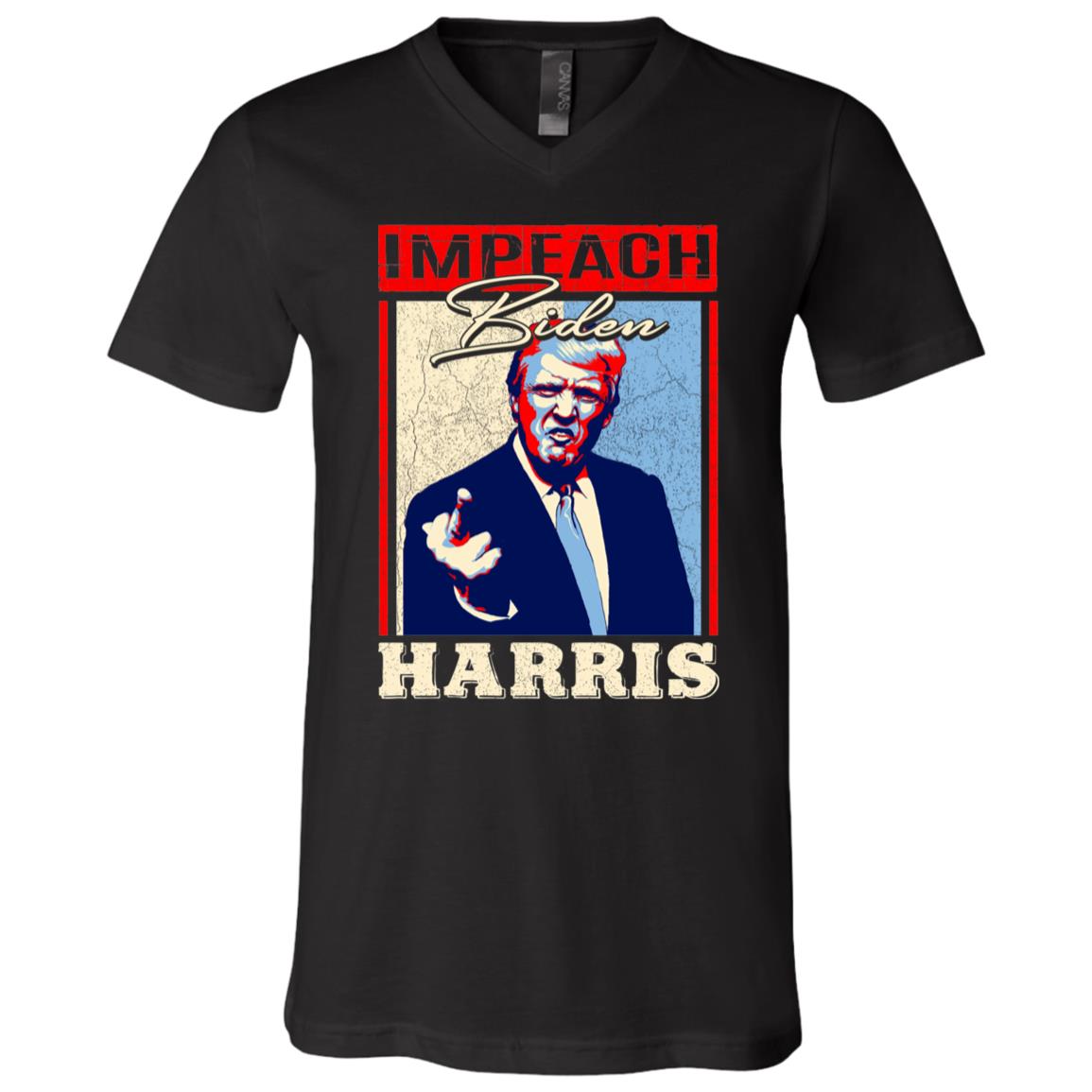 Impeach Biden Harris T-shirt - V-neck - Anti Joe Biden Kamala Harris Shirt, Black, V-Neck T-Shirt