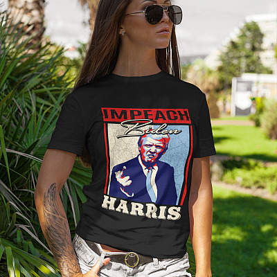 Alternative view of Impeach Biden Harris T-shirt - V-neck - Anti Joe Biden Kamala Harris Shirt