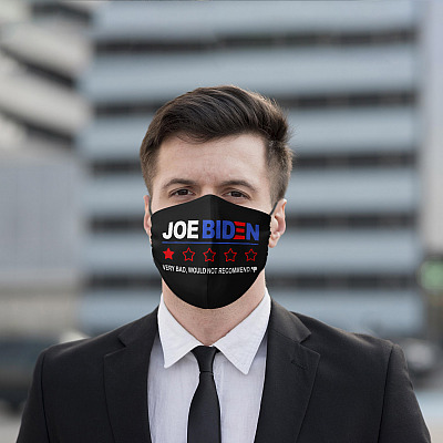 Alternative view of Joe Biden 1 Star Review Very Bad Would Not Recommend Washable Reusable Custom Printed Cloth Face Mask Cover