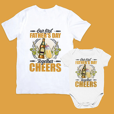 Alternative view of Our First Father's Day Together Baby Onesie - Baby Infant Bodysuit - Matching Dad And Son Outfits