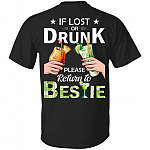 If Lost Or Drunk Please Return To Bestie Margarita Best Friend BFF Matching Print On Back Only T-shirt, Black, Unisex T-Shirt