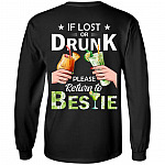 If Lost Or Drunk Please Return To Bestie Margarita Best Friend BFF Print On Back Only Hoodie - Sweatshirt, Black, Long Sleeve
