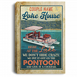 Personalized Pontoon Boat Couples Framed Canvas Prints - Lake House Pontoon Boat Gift for Couple Unframed Poster, White, 0.75'' Framed Canvas