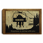 Personalized Happiness Is Skiing With You Gallery Wrapped Framed Canvas Prints - Unframed Poster - Wall Art, White, 0.75'' Framed Canvas