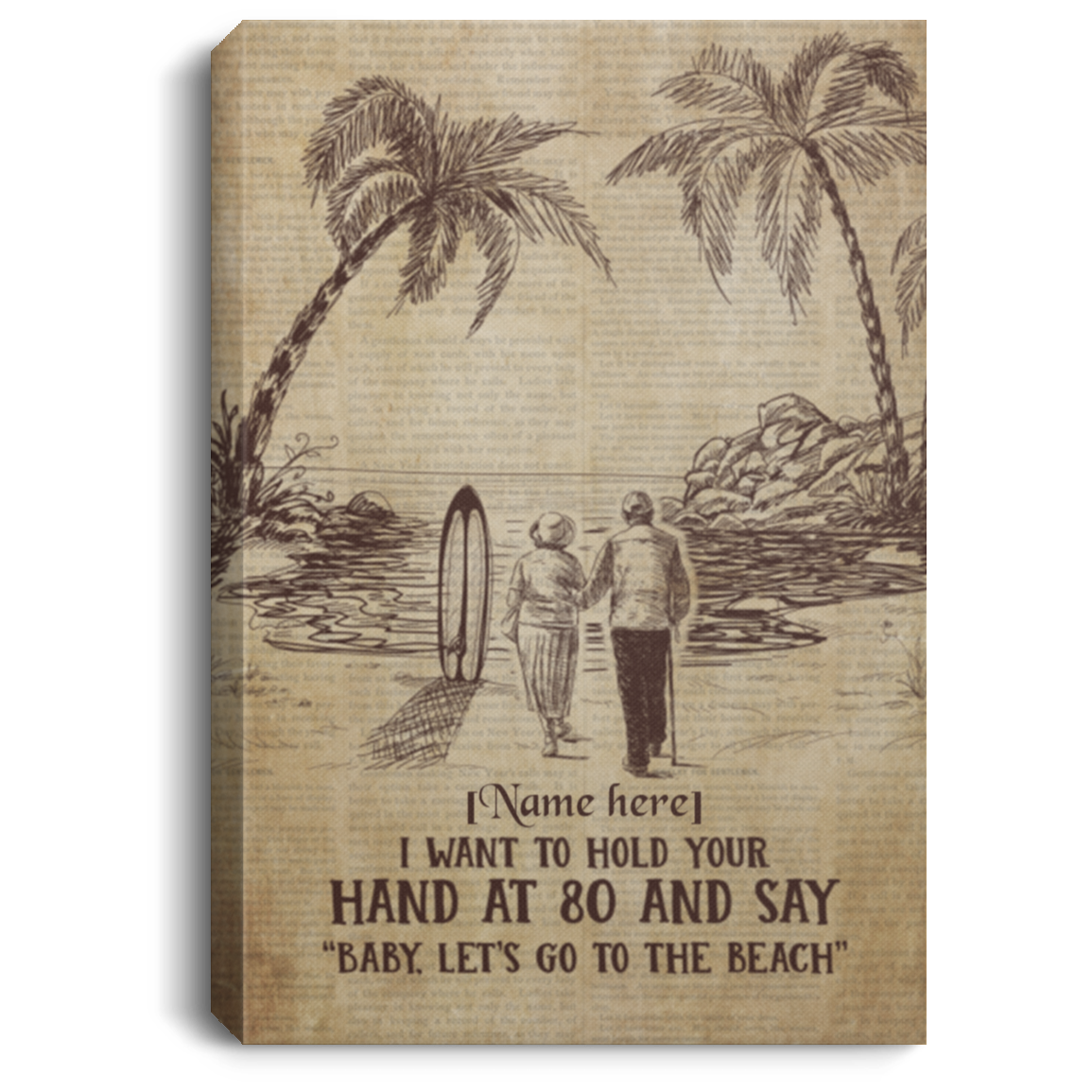 Personalized I Want To Hold Your Hands And Say Baby Let's Go To The Beach Canvas Prints - Unframed Poster, White, 0.75'' Framed Canvas