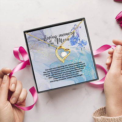 In Loving Memory of Your Mom Was a Blessing Her Memory a Treasure Forever Love Pendant Necklace