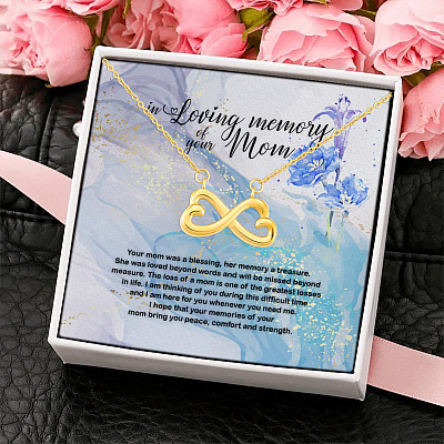 In Loving Memory of Your Mom Was a Blessing Her Memory a Treasure Infinity Heart Pendant Necklace