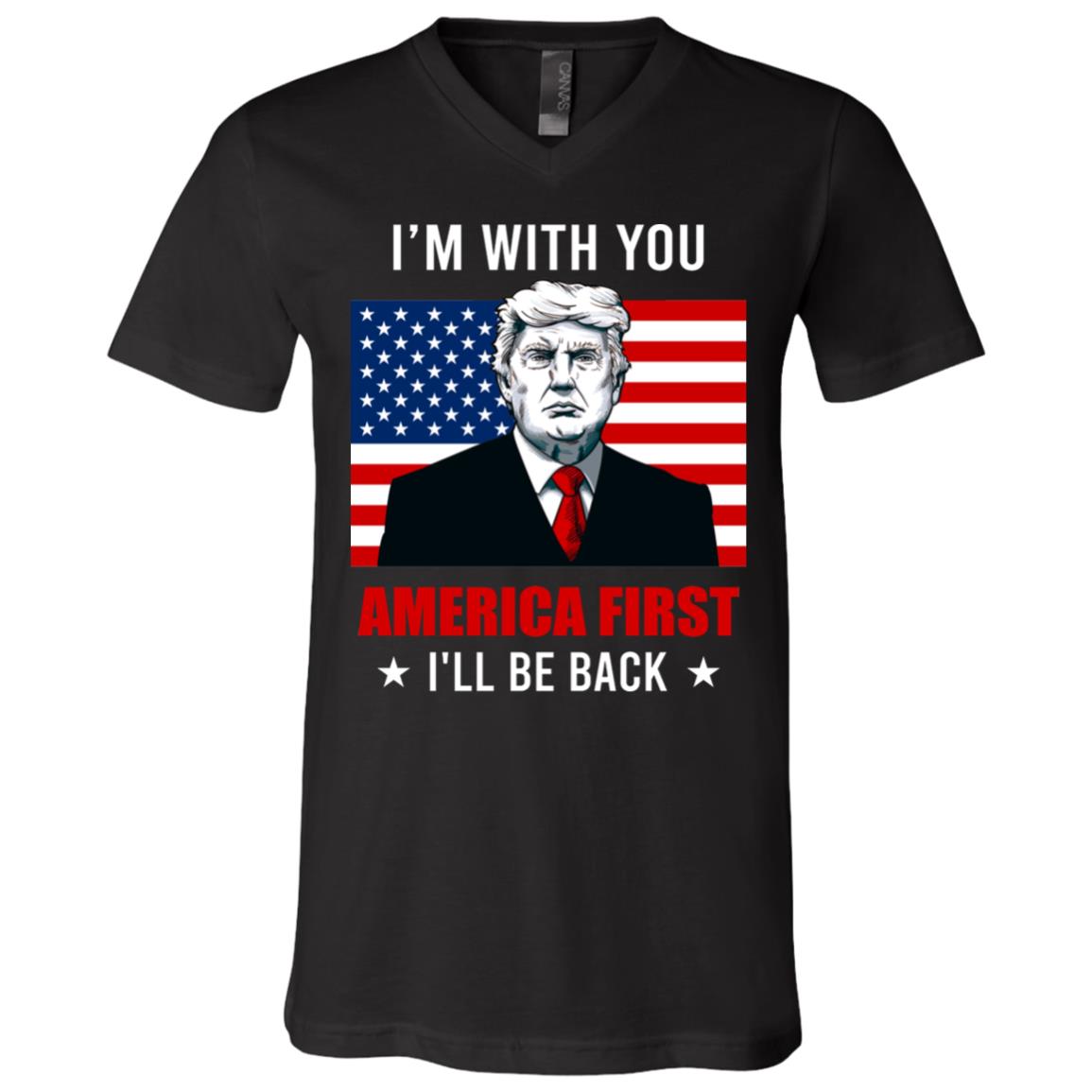 trump vneck, Black, V-Neck T-Shirt