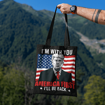 Alternative view of Im with You American First I'll Be Back President Donald Trump All Over Print Tote Bag - Shoulder Bag