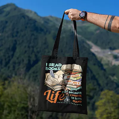 Alternative view of I Read Books Not Because I Don't Have a Life but Because I Choose to Have Many All Over Print Tote Bag