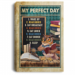My Perfect Day Eat Sleep Read Books Framed Canvas - Unframed Poster - Funny Reading Book Home Decor, White, 0.75'' Framed Canvas