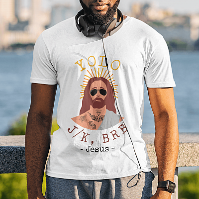 Alternative view of Funny Jesus Easter YO-LO JK BRB T-Shirt - Jesus Quotes Easter Day Shirt