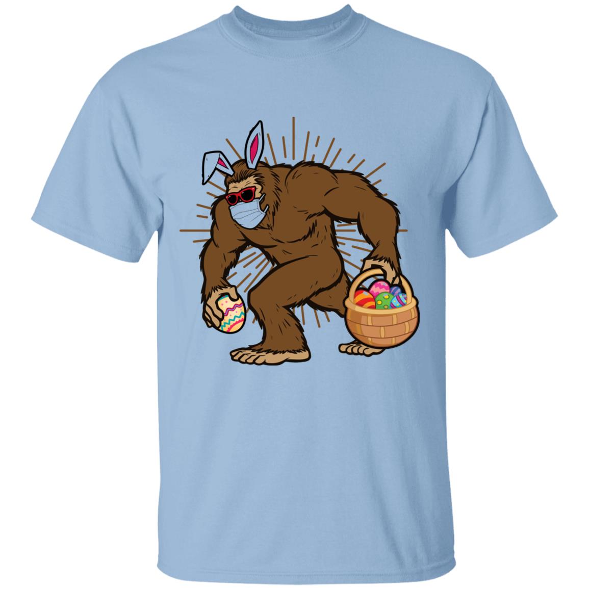 Funny Bigfoot Wearing Mask, Light Blue, Unisex T-Shirt