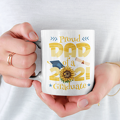 Alternative view of Proud Dad Of A 2021 Graduate Ceramic Coffee Mug - Beer Stein - Water Bottle - Color Changing Mug