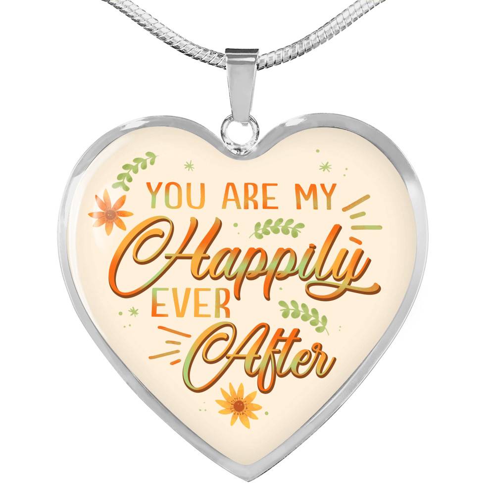 You Are My Happily Ever After Heart Pendant Necklace - Heart Luxury Necklace (Silver)