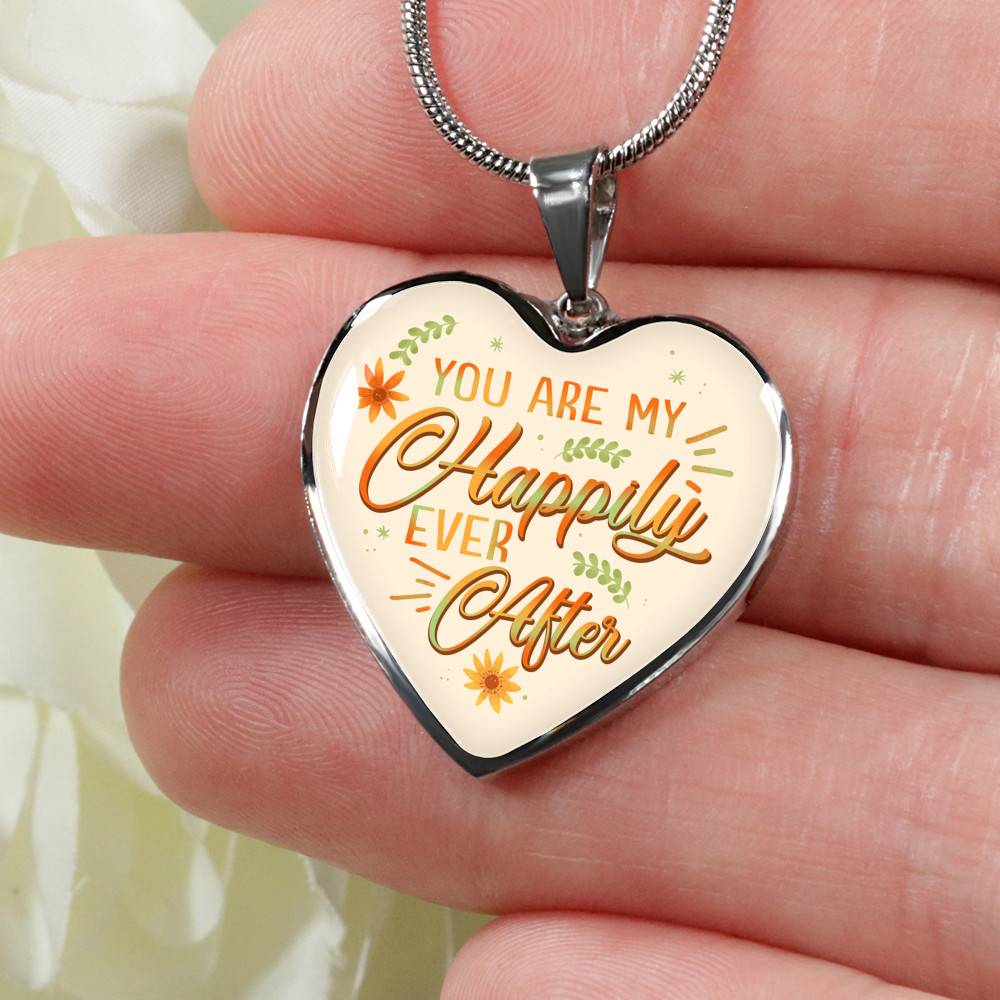 You Are My Happily Ever After Heart Pendant Necklace - Heart Luxury Necklace (Silver)