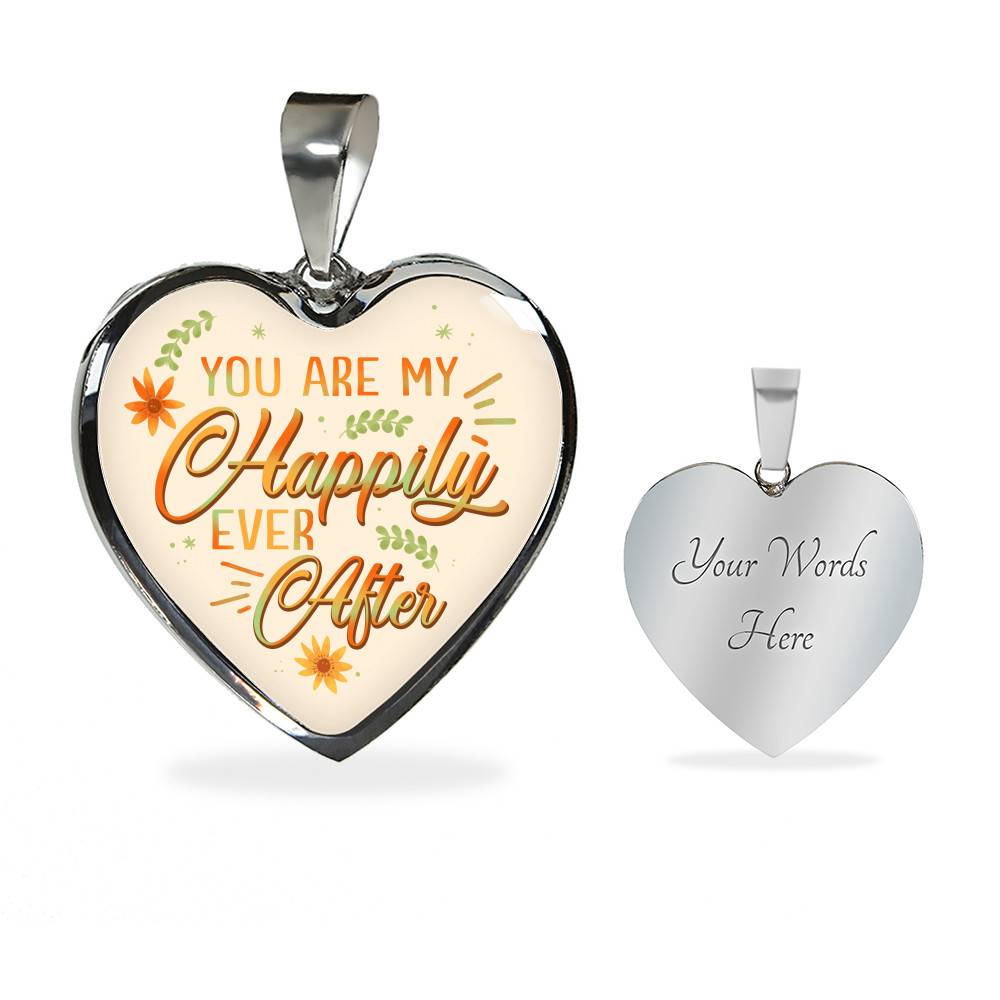 You Are My Happily Ever After Heart Pendant Necklace - Heart Luxury Necklace (Silver)