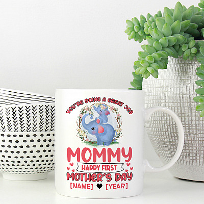 Alternative view of Personalized Happy First Mother Day 2021 Coffee Mug - Beer Stein - Water Bottle - Color Changing Mug