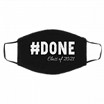 Done Class Of 2021 Washable Reusable Custom - Printed Cloth Face Mask Cover, White, Cloth Face Cover – Medium/Large