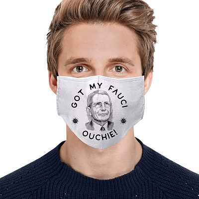Alternative view of Funny Got My Fauci Ouchie Team Dr Fauci Pro Vaccine Washable Reusable Custom Printed Cloth Face Mask Cover