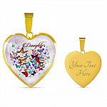 Colorful Butterfly Daughter Heart Pendant Necklace - Daughter Gift Necklace - Heart Luxury Necklace (Gold Plated)