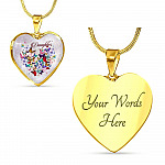 Colorful Butterfly Daughter Heart Pendant Necklace - Daughter Gift Necklace - Heart Luxury Necklace (Gold Plated)