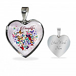 Colorful Butterfly Daughter Heart Pendant Necklace - Daughter Gift Necklace - Heart Luxury Necklace (Silver)