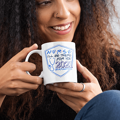 Alternative view of Nurse I'll Be There For You 2021 Quarantine Coffee Mug - Nurse's Week 2021 Gift Travel Bottle