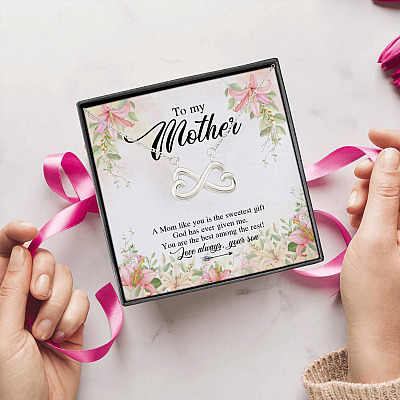 Alternative view of To My Mother a Mom Like You Is the Sweetest Gift God Has Ever Given Me Infinity Heart Pendant Necklace