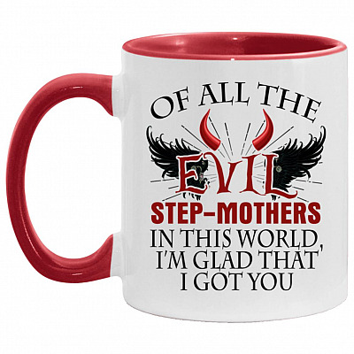 evil mom accent, White/Red, 11 oz. Accent Mug