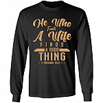 He Who Finds A Wife Finds A Good Thing Proverbs 18 22 Christian Hoodie - Hubby Wifey Sweatshirt, Black, Long Sleeve