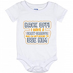 Back Off I Have A Crazy Grandpa, White, Baby Onesie - 12 Month