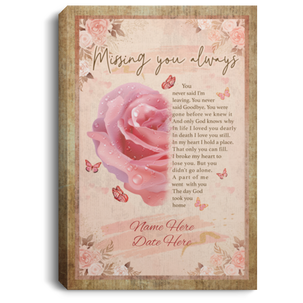 Personalized Sympathy Memorial Gift for Who Lost Husband - Missing You Always Framed Canvas Prints - Unframed Poster, White, 0.75'' Framed Canvas