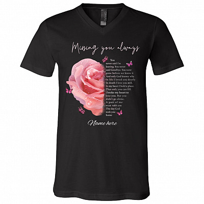 Personalized Sympathy Memorial Gift for Who Lost Husband - Missing You Always T-Shirt - V-Neck, Black, V-Neck T-Shirt