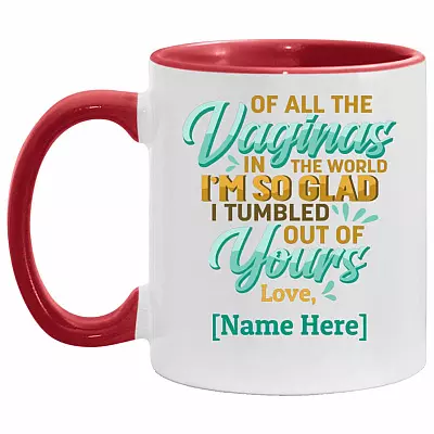Personalized All, White/Red, 11 oz. Accent Mug