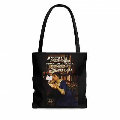 I Could Live Without Television but Couldn't Without Books All Over Print Tote Bag - Shoulder Bag - Grocery Shopping Bag