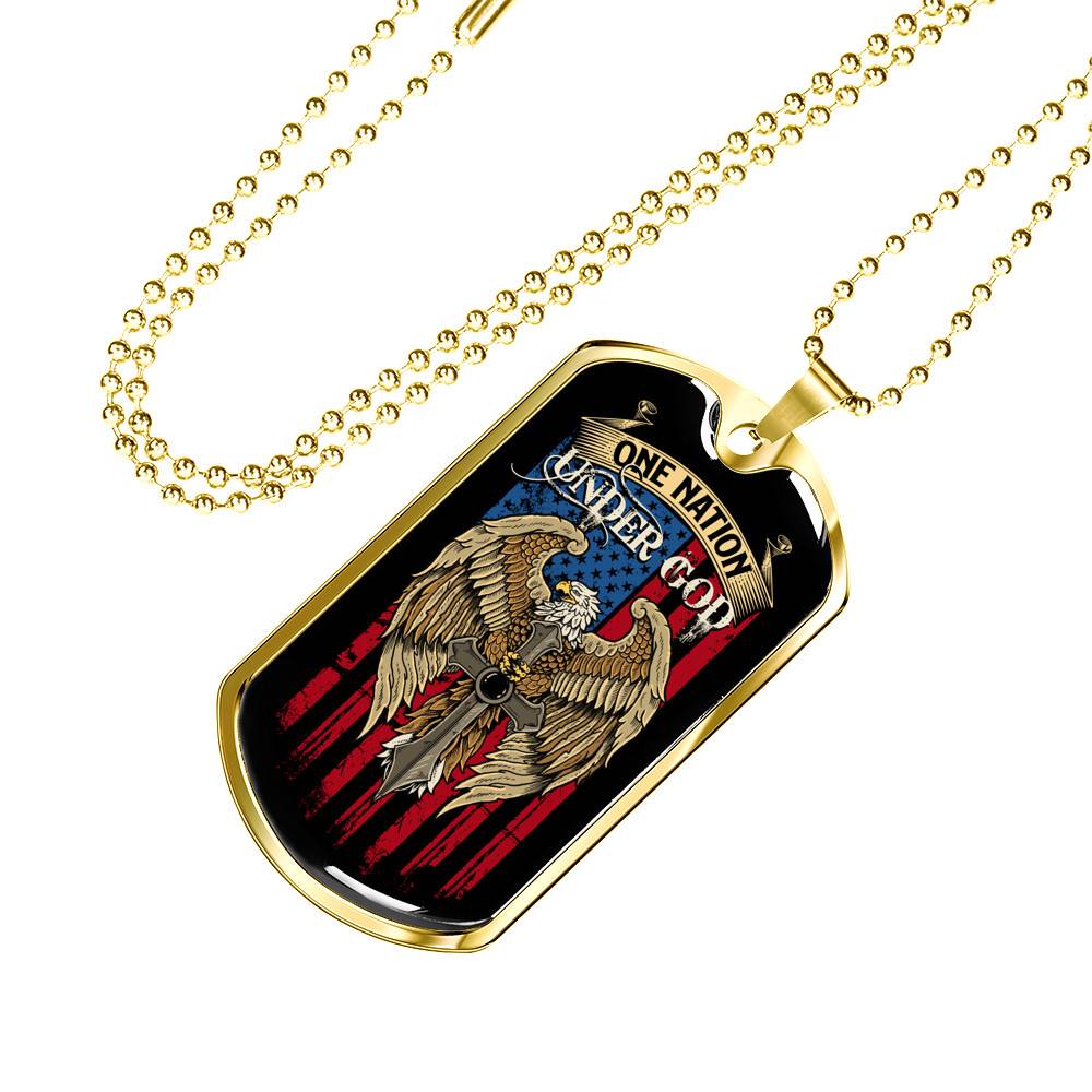 One Nation Under God Dog Tag Necklace - Dog Tag (Gold Plated)