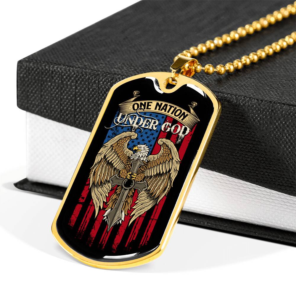 One Nation Under God Dog Tag Necklace - Dog Tag (Gold Plated)