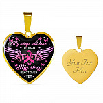 My Wings Will Have to Wait My Story Is Not Over Yet Heart Pendant Necklace - Heart Luxury Necklace (Gold Plated)