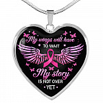 My Wings Will Have to Wait My Story Is Not Over Yet Heart Pendant Necklace - Heart Luxury Necklace (Silver)
