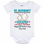 Personalized Hi Mommy Grandma, White, Baby Onesie - 12 Month