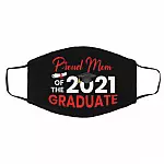 Proud Mom Of The 2021 Graduate, Black, Cloth Face Cover – Medium/Large