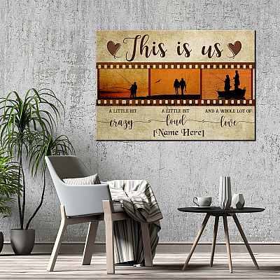 Alternative view of Personalized Fishing Couple This Is Us A Little Bit Crazy A Little Bit Loud Framed Canvas Prints - Unframed Poster