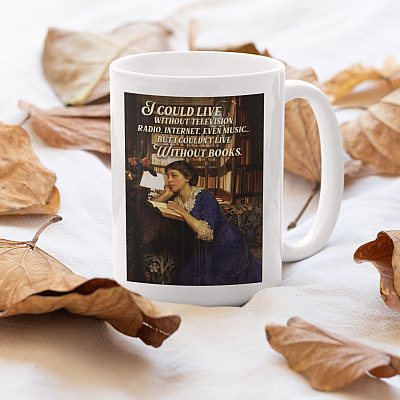 Alternative view of I Could Live Without Television but Couldn't Without Books Coffee Mug - Beer Stein - Color Changing Mug