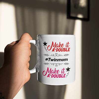 Alternative view of Make It Double Twinmom Ceramic Coffee Mug - Beer Stein - Water Bottle - Color Changing Mug
