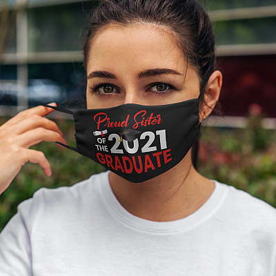 Alternative view of Proud Sister Of The 2021 Graduate Washable Reusable Custom Printed Cloth Face Mask Cover