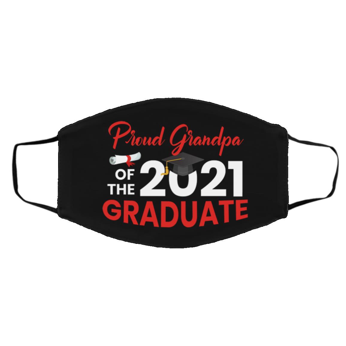 Proud Grandpa Of The 2021 G, Black, Cloth Face Cover – Medium/Large