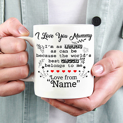 Alternative view of Personalized I'm As Lucky As I Can Be Ceramic Coffee Mug - Beer Stein - Water Bottle - Color Changing Mug