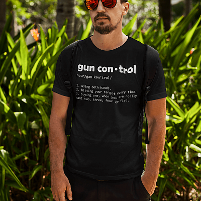 Alternative view of Funny Definition Gun Control T-Shirt